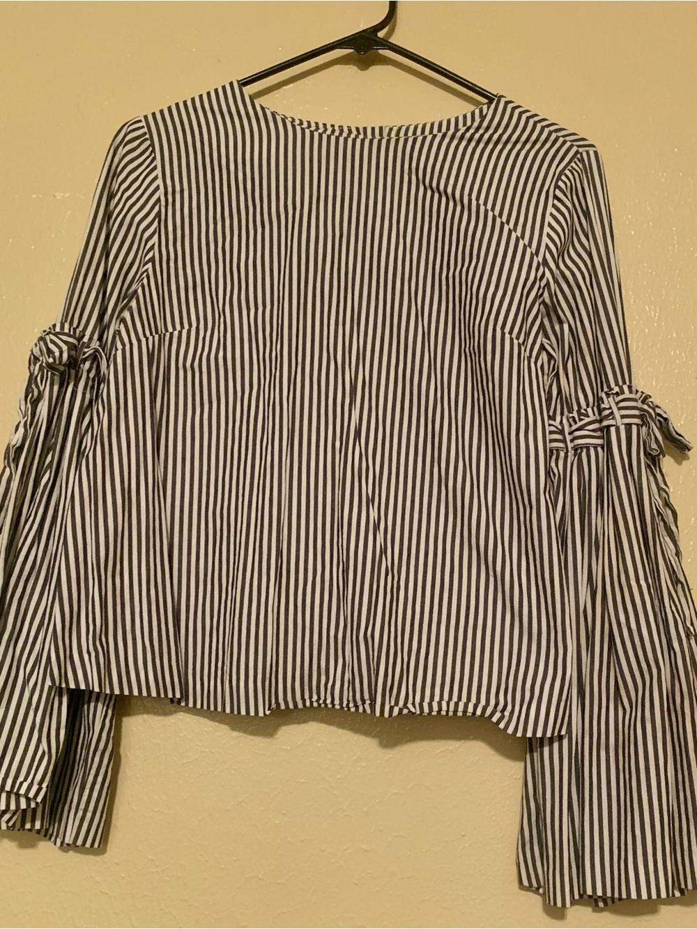 Catherine Malandrino Navy and White Striped Bell Sleeve Top (S)